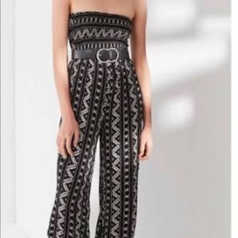 Urban outfitters black and white strapless jumpsuit